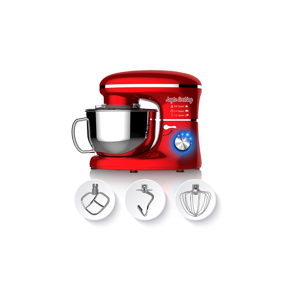 Robot de Bucătărie Mixer cu bol de 6.2 L - 1500W - Roșu - Anyta Cooking