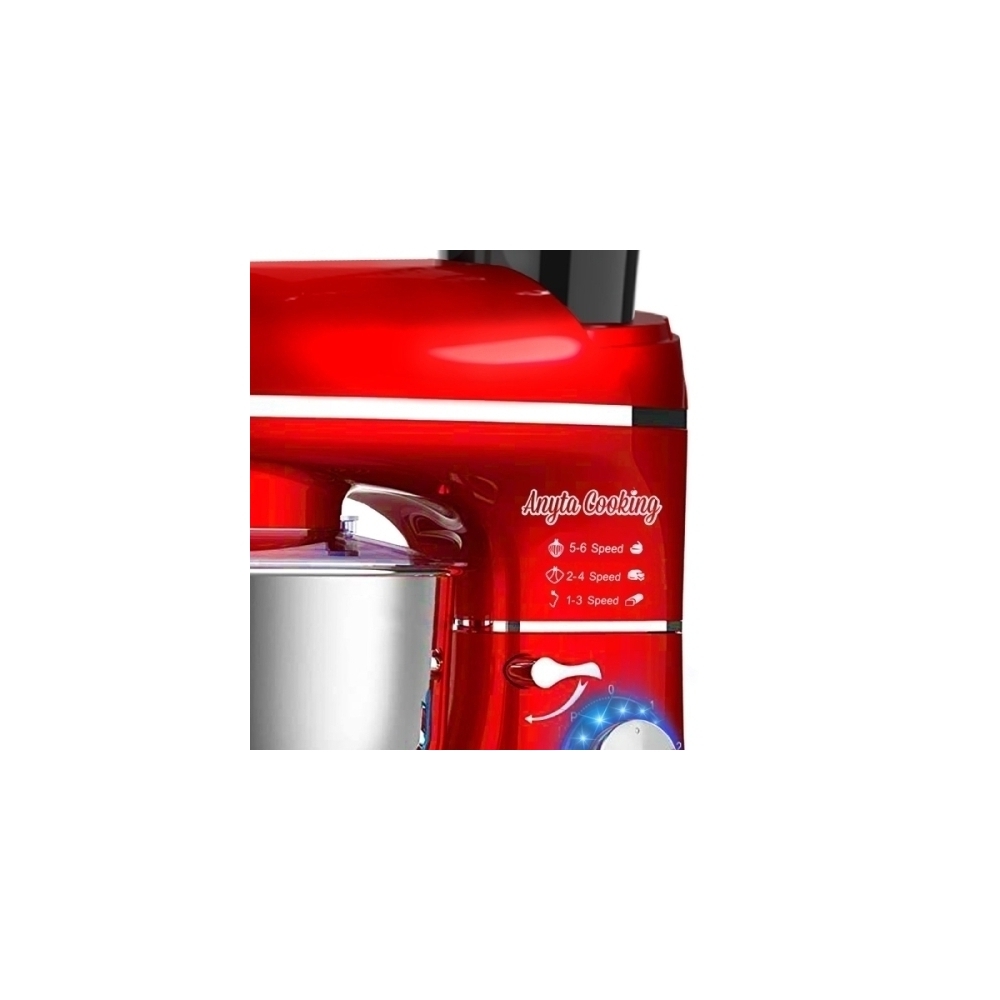 Robot de Bucătărie Mixer cu bol de 6.2 L - 1500W -Roșu- cu blender și tocător-Anyta Cooking