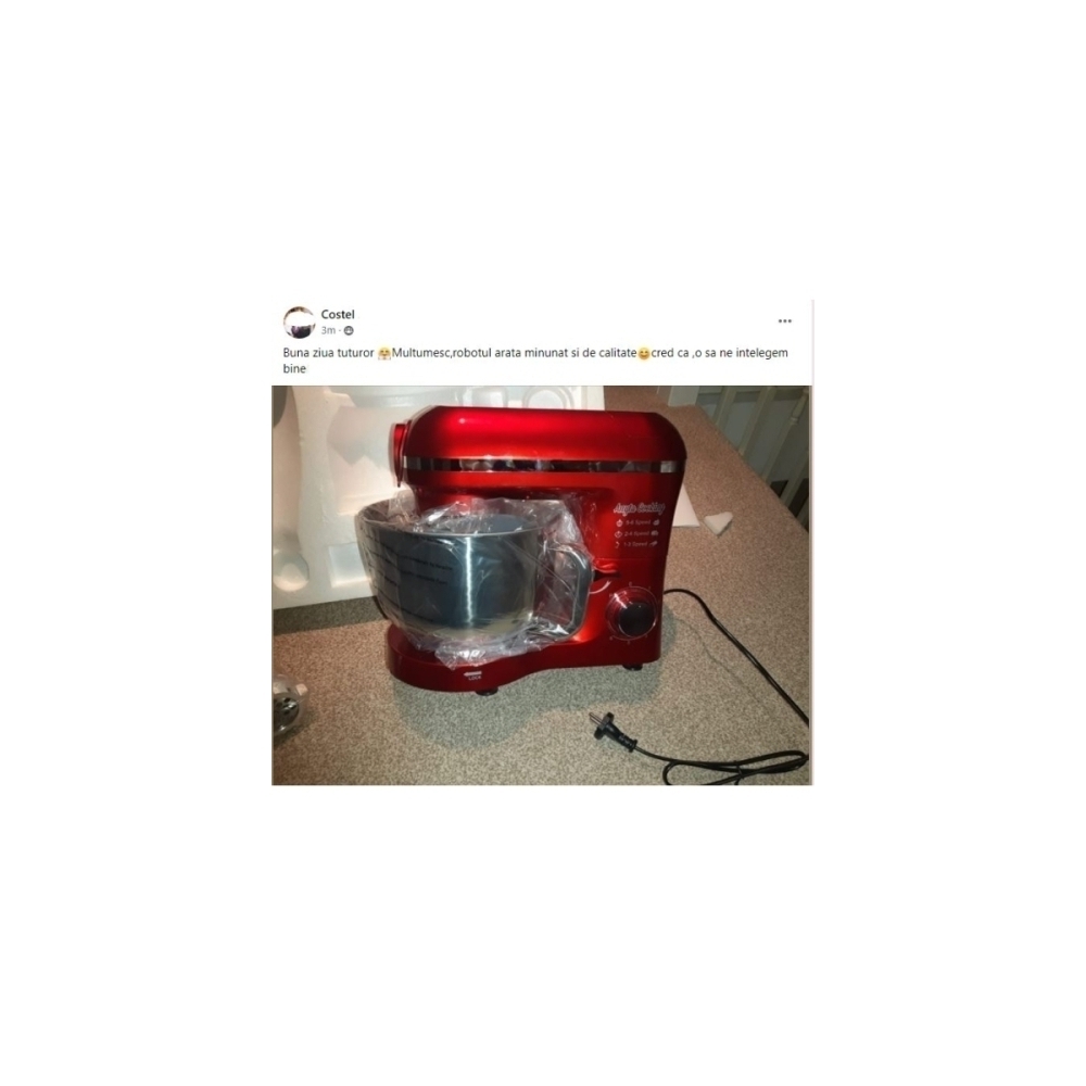 Robot de Bucătărie Mixer cu bol de 6.2 L - 1500W -Roșu- cu blender și tocător-Anyta Cooking