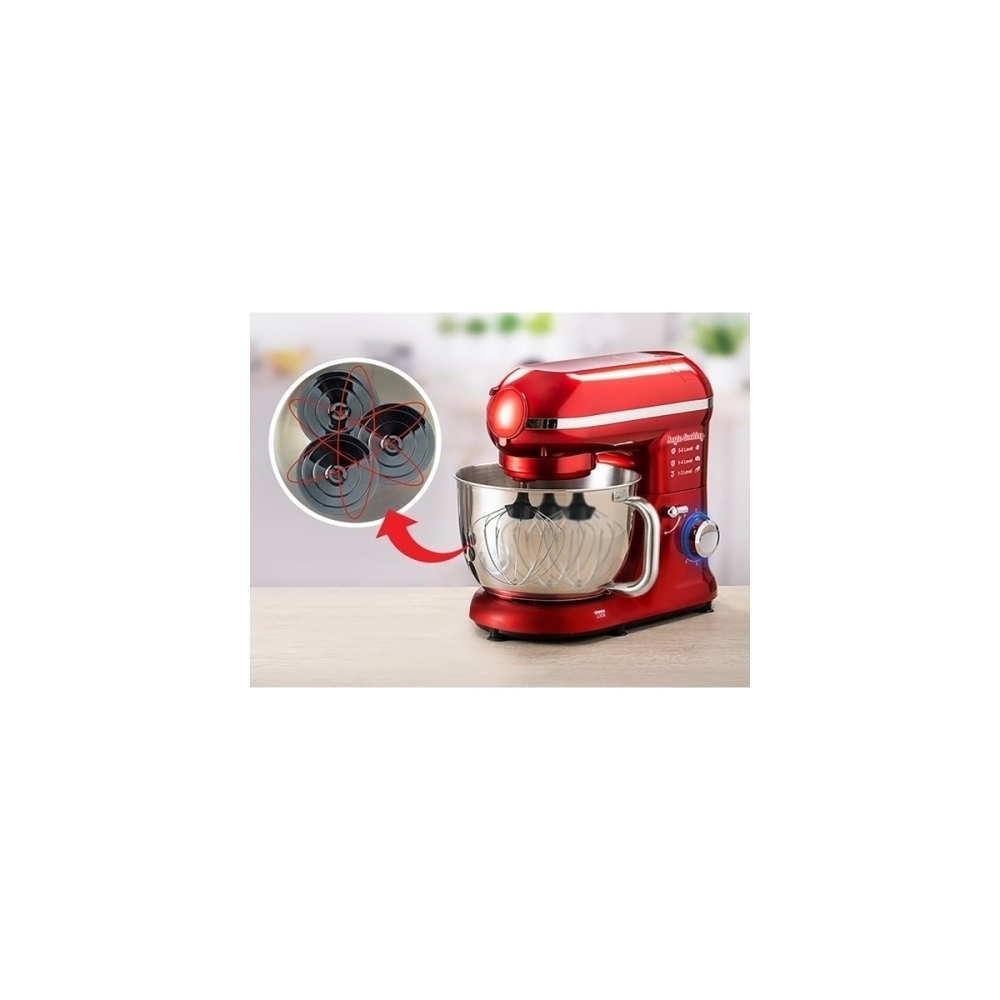 Robot de Bucătărie Mixer cu bol de 6.2 L - 1500W -Roșu- cu blender și tocător-Anyta Cooking