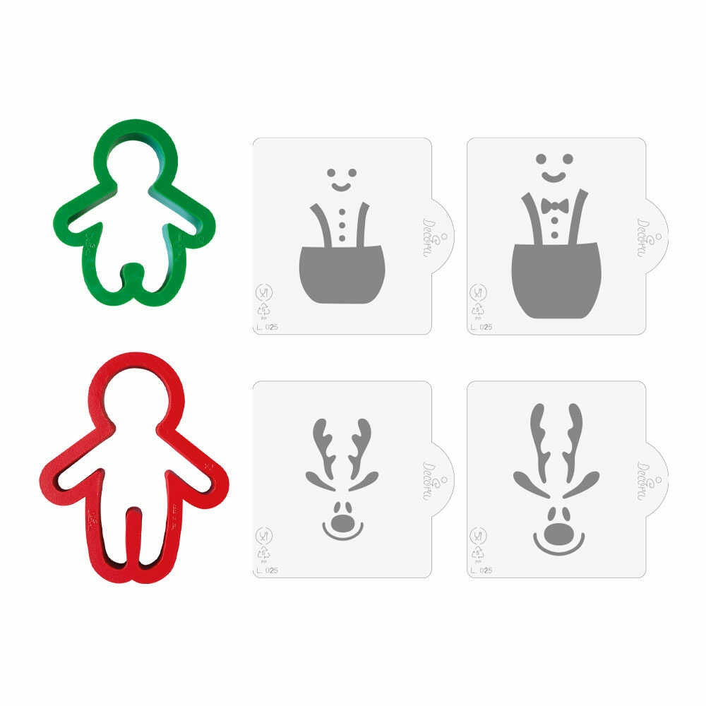  Set 2 decupatoare Om Turta dulce si  4 Stencils GINGERCHRISTMAS - Decora