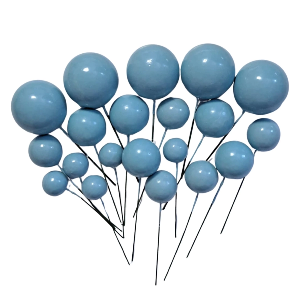 Set 20 sfere/bile din plastic pentru decor tort - Albastre deschis