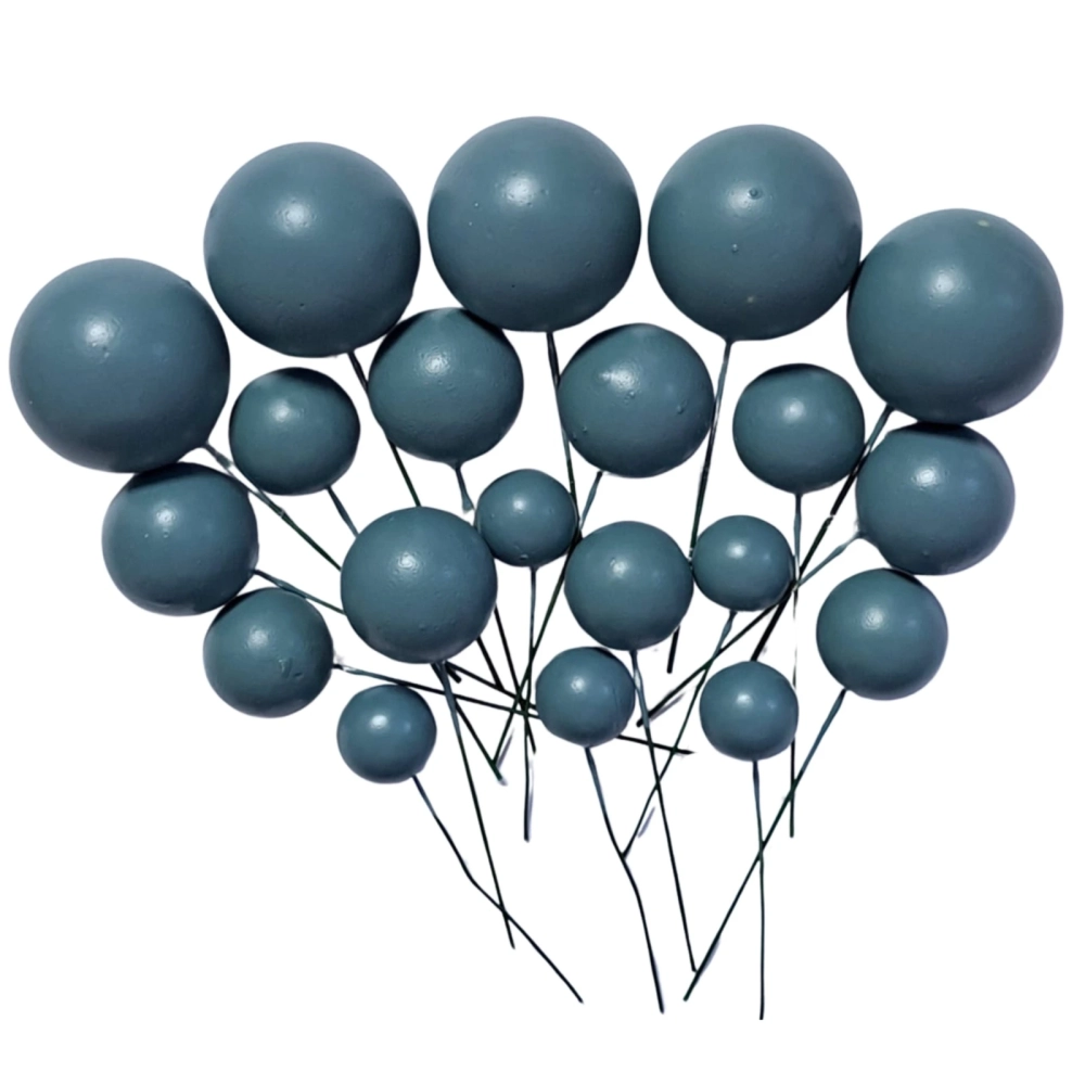 Set 20 sfere/bile din plastic pentru decor tort - Gri