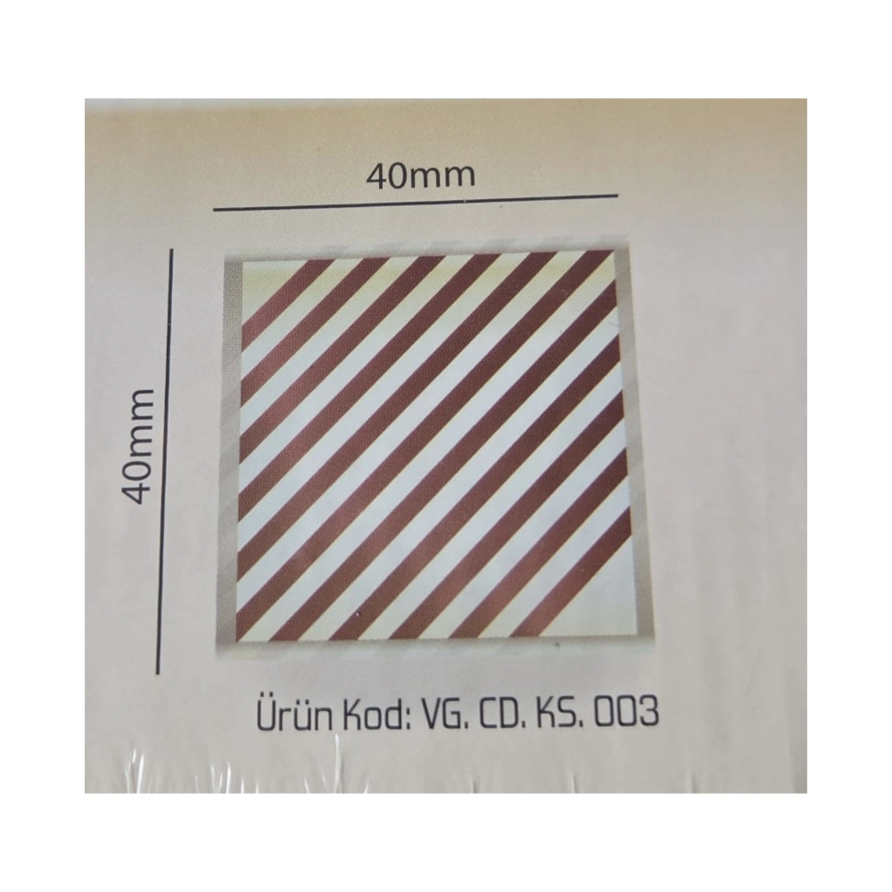 Set 288 buc decor din ciocolata - Patrat alb cu dungi maro - 40x40 mm