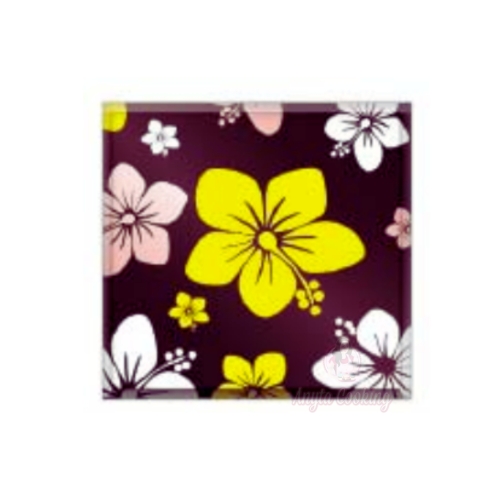  Set 288 buc decor din ciocolata - Patrat cu flori roz si galben - 40x40 mm 