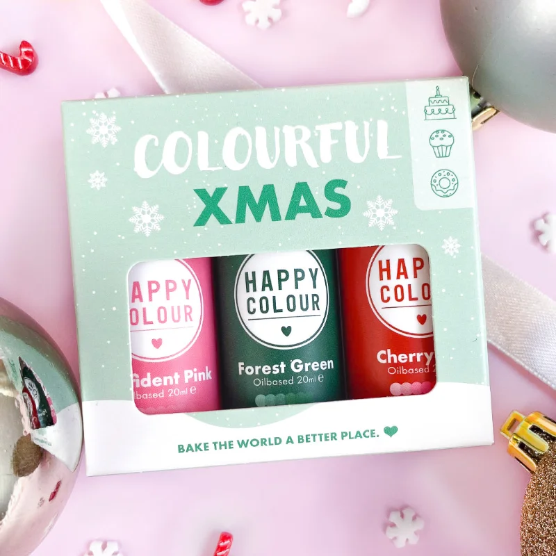 Set 3 Coloranți Liposolubili pentru Ciocolată și Cremă de Unt - Trio Xmas - 3 x 20 ml - Happy Colour