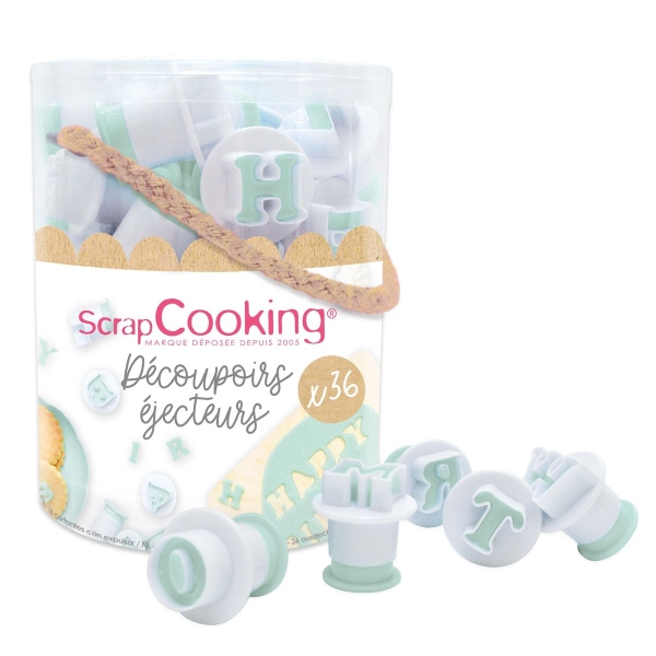 Set 36 Decupatoare cu ejector - Litere si Numere - 3cm - Scrapcooking