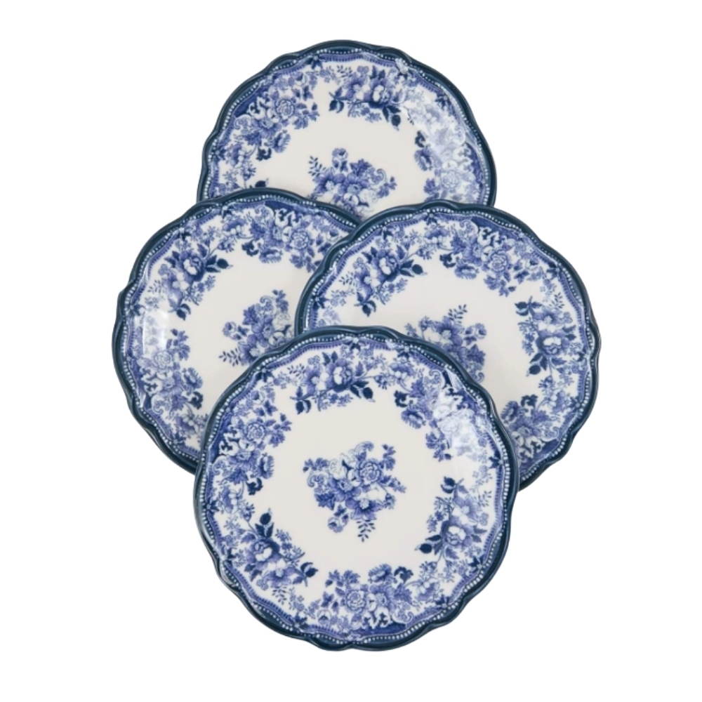 Set 4 Piese Veselă Porțelan Vintage Albastru &ndash; Colecția Anyta Home