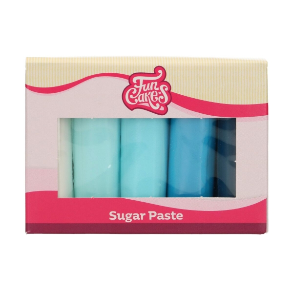 Set 5 culori Fondant albastru- 5x 100 GR- Funcakes - Anyta Cooking 