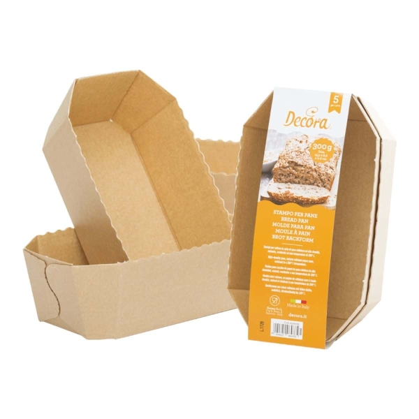 Set 5 Forme de copt celuloză naturală - 15,3 x 8,8 x 6 h cm - 300 g - Decora