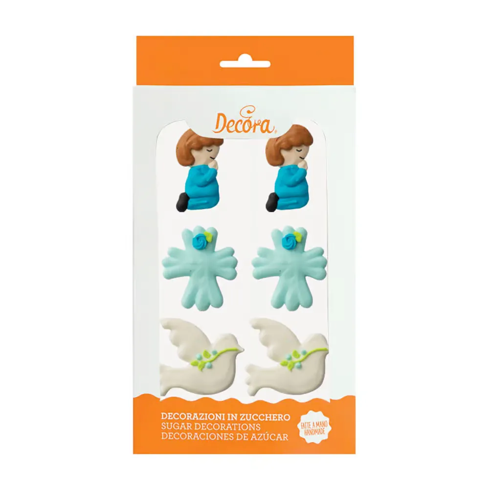 Set 6 buc Decoratiuni din zahar - BOTEZ BAIETEL- 2 cm- Decora