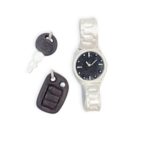  Set decor comestibil - &bdquo;Ceas, cheie și breloc argintiu&rdquo;  - Anyta Cooking 