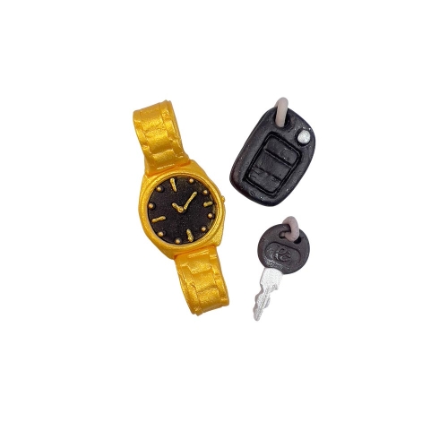  Set decor comestibil - &bdquo;Ceas, cheie și breloc auriu&rdquo;  - Anyta Cooking 