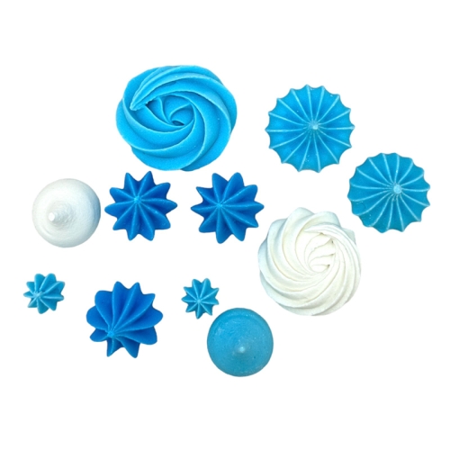   Set decor comestibil - &bdquo;Mini-bezele asortate alb și albastru&rdquo; 11 buc - Anyta Cooking 