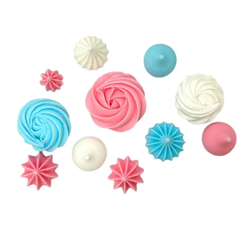 Set decor comestibil - „Mini-bezele asortate roz si albastru” - 11 buc - Anyta Cooking
