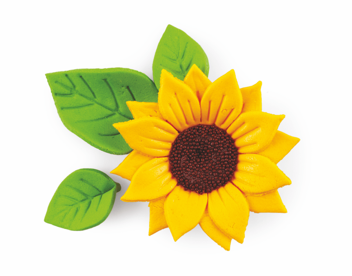  Set Decor din Pasta de Zahar - Floarea Soarelui + 3 Frunze - YKPACA