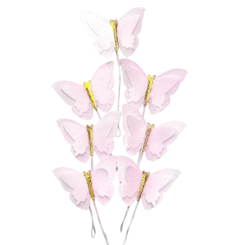 Set decor din vafă comestibila - &bdquo;Fluturași roz&rdquo;  - Anyta Cooking