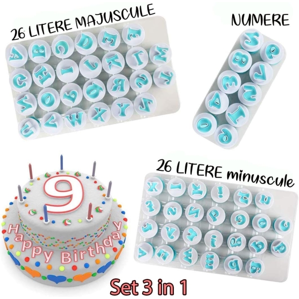 Set Decupatoare 3 in 1 - Litere Majuscule+Minuscule+Numere - Anyta Cooking -Transport Gratis