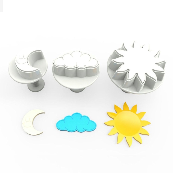 Set Decupatoare cu Piston – Soare, Luna si Nor - 3 bucati - Dekofee