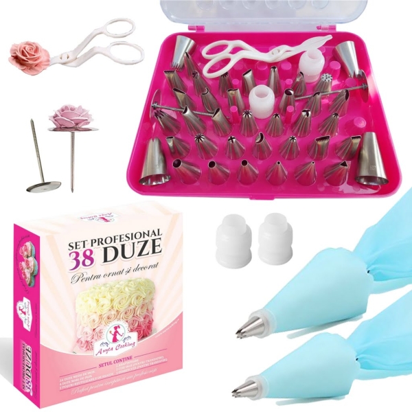Set Profesional cu 38 de Duze-Duiuri pentru Ornat și Decorat - Anyta Cooking -Transport Gratis