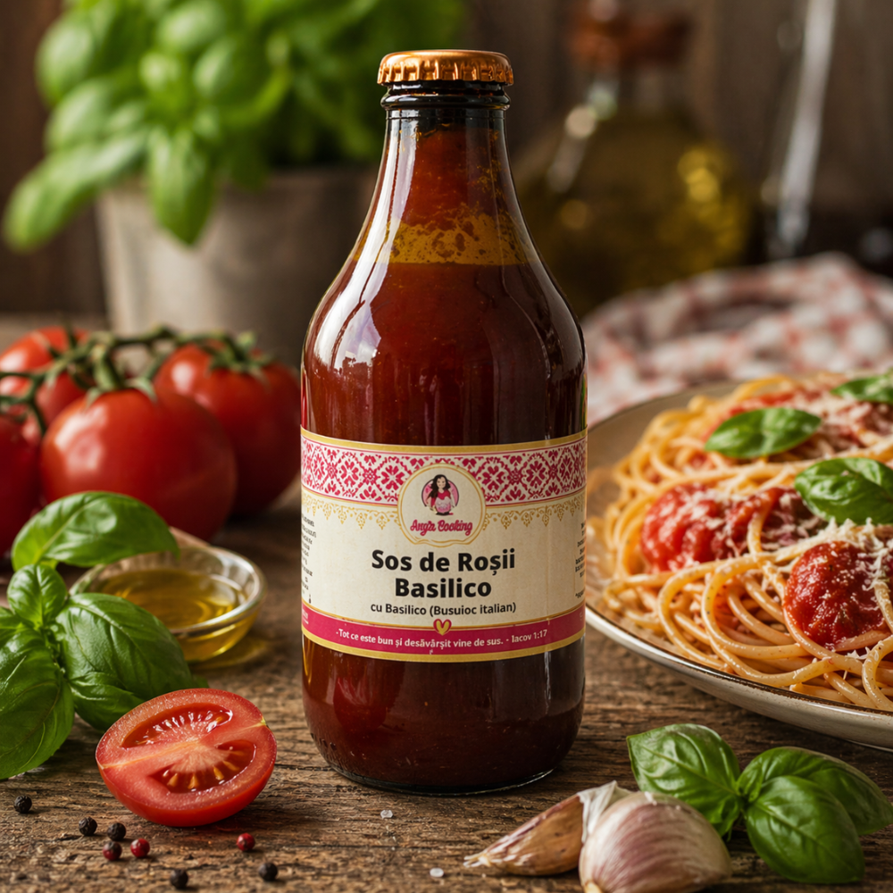 Sos de rosii natural - Basilico cu Busuioc -330g - Anyta Cooking