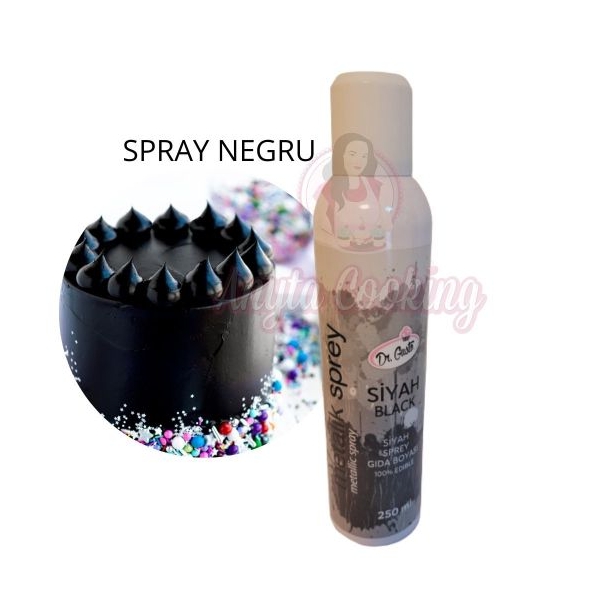 Spray Colorant Metalizat 250 ml - Negru/Black - Dr Gusto - Anyta Cooking