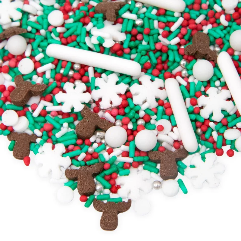 Sprinkles - Oh deer (Vegan) - Mix de Crăciun cu Reni și Fulgi de Nea - 90g - Happy Sprinkles