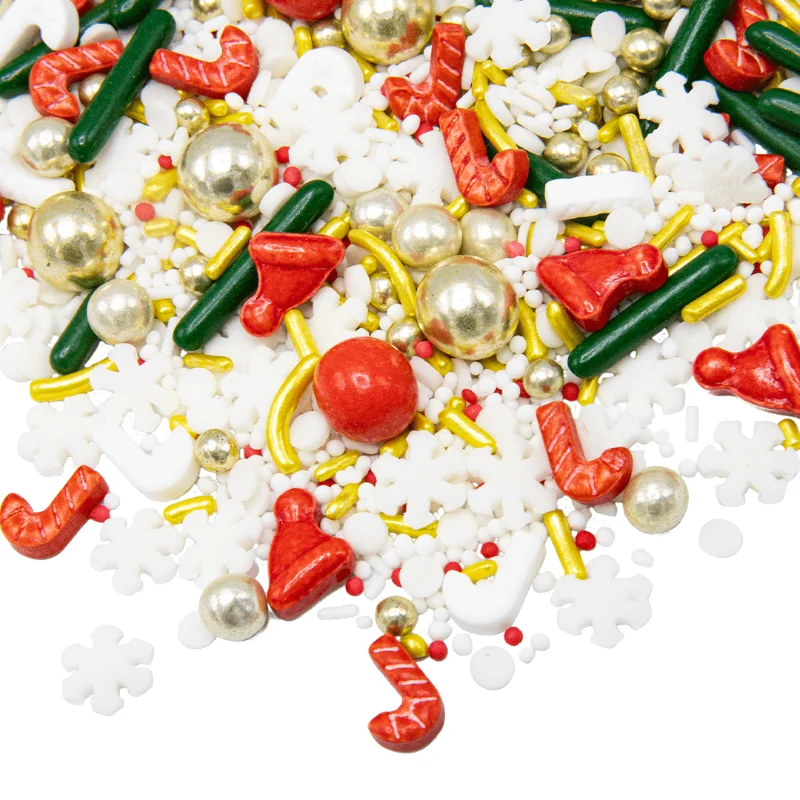 Sprinkles - Wonderful Christmas Time - Mix de Crăciun Roșu, Verde și Auriu - 90g - Happy Sprinkles