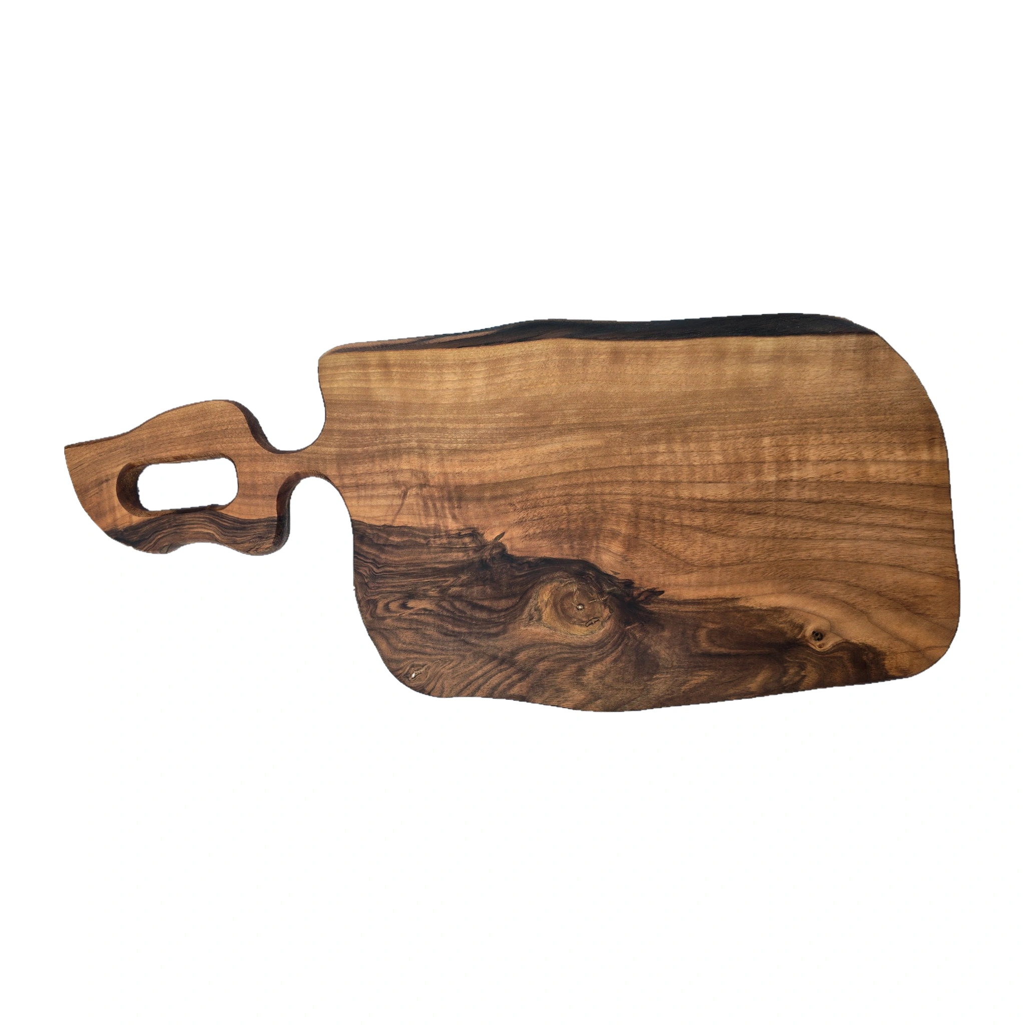 Tocător din Lemn de Nuc Masiv cu Mâner Sculptat - Realizat Manual - 51 x 20 x 2,5 cm