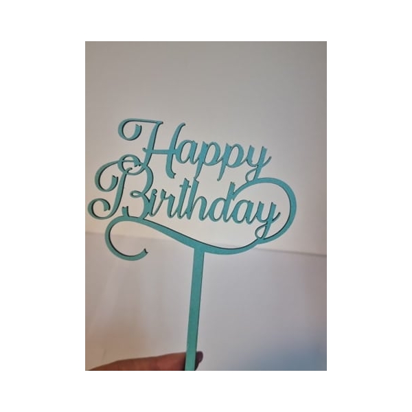 Topper Tort Happy Birthday, Albastru Deschis, MDF - Anyta Cooking