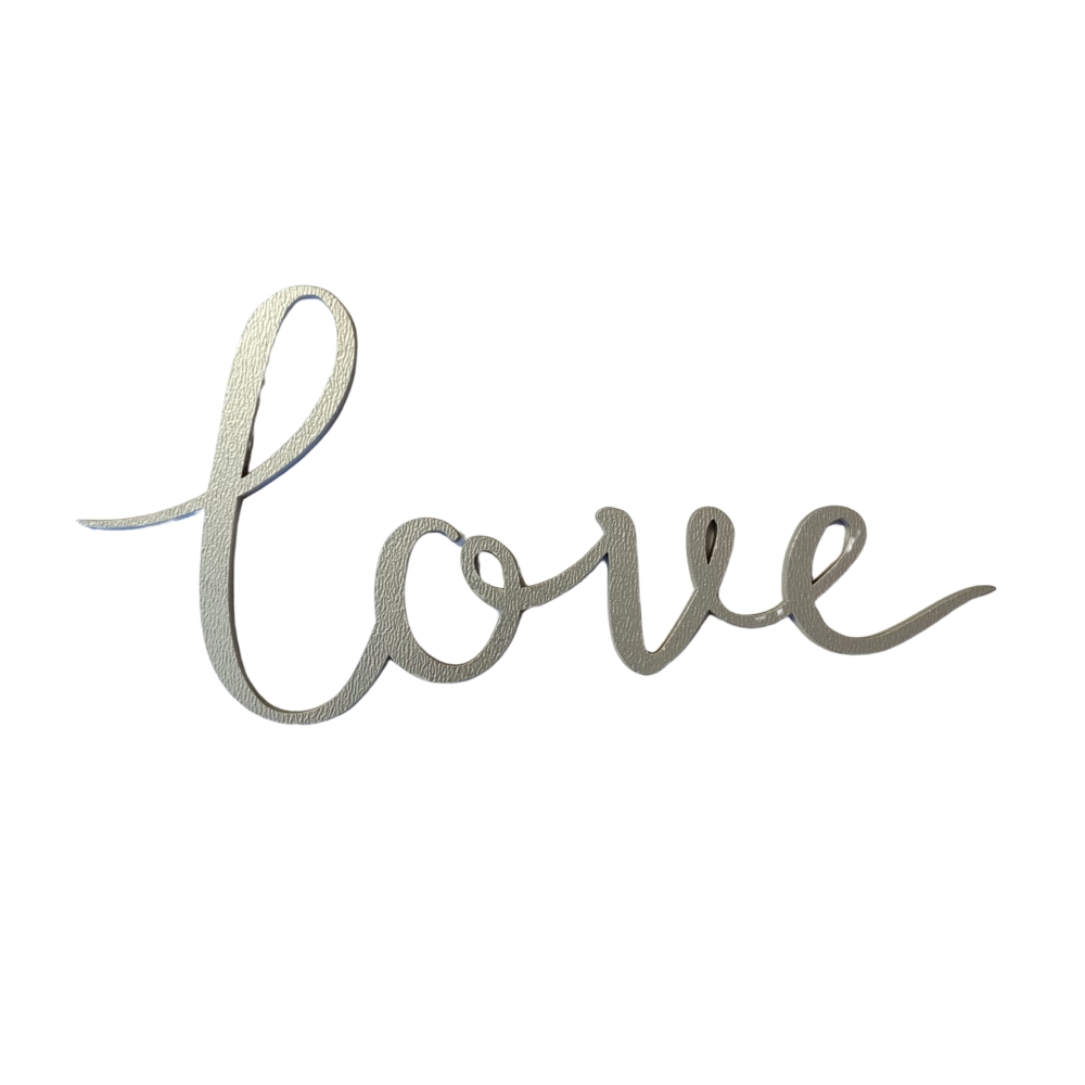 Topper Tort MDF - LOVE Argintiu / Silver - 15 cm